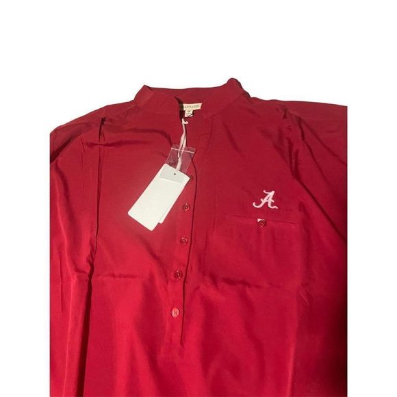 UG Apparel Womens Red Half Cuffed Sleeve Collared Button Up Blouse Top Size 1X - Picture 5 of 6